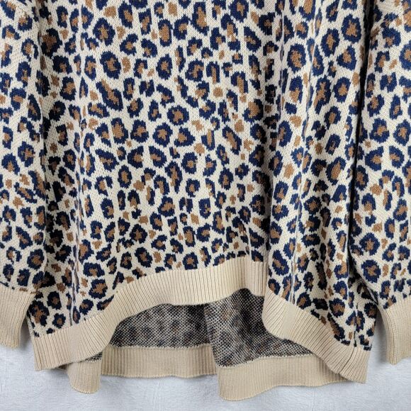 Crown & Ivory Sweater Size 2X Pullover Hi Low Hem Hi Neck Oversize Animal Print - Picture 4 of 10